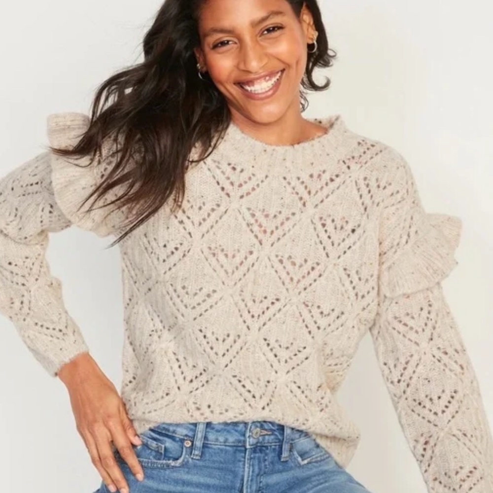 Old Navy Women's Textured Knit Sweater - Cream